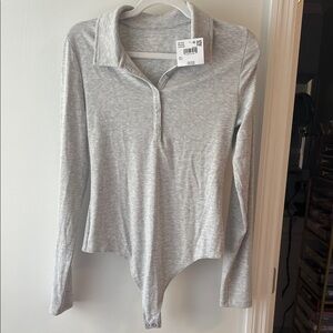 American Eagle Outfitters Light Gray Bodysuit